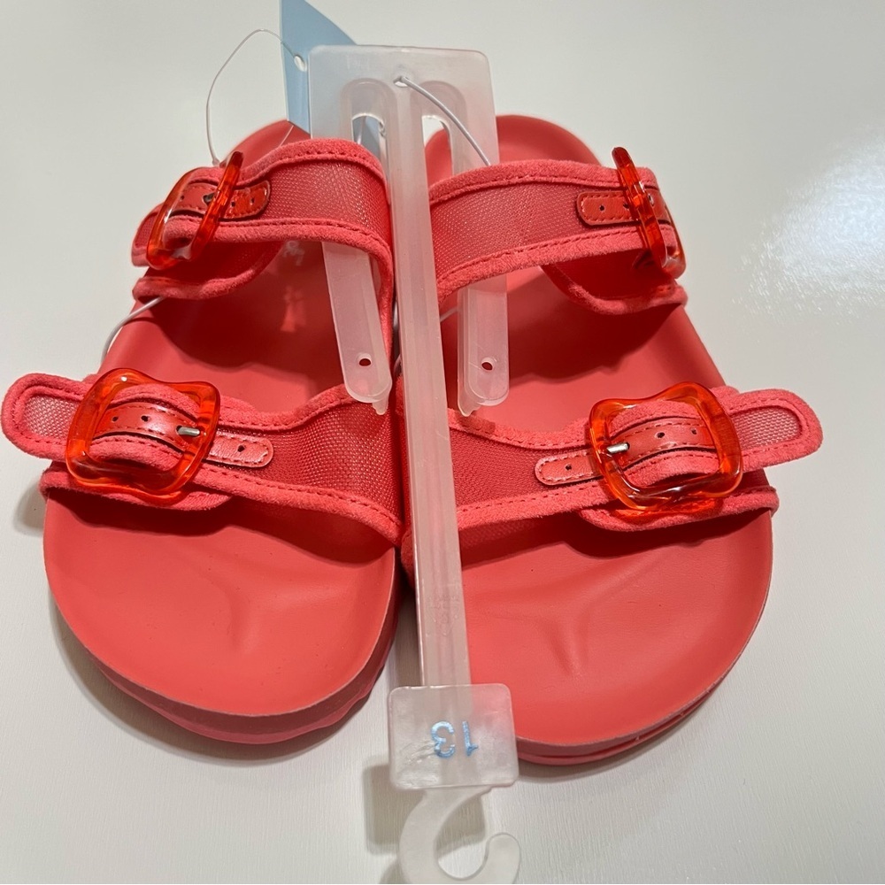 NWT Cat & Jack Kids' Kaia Mesh Footbed Sandals- Coral Red Size 13